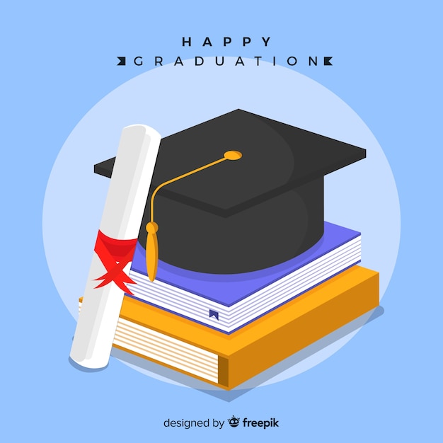 Tappo di laurea e diploma con design piatto Vettore gratuito