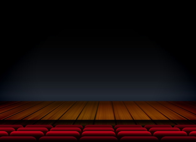 Teatro o palcoscenico per mostrare premier con sedile e pavimento in