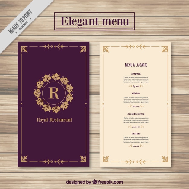 Menu Di Natale Editabile.Template Menu Elegante Vettore Gratis