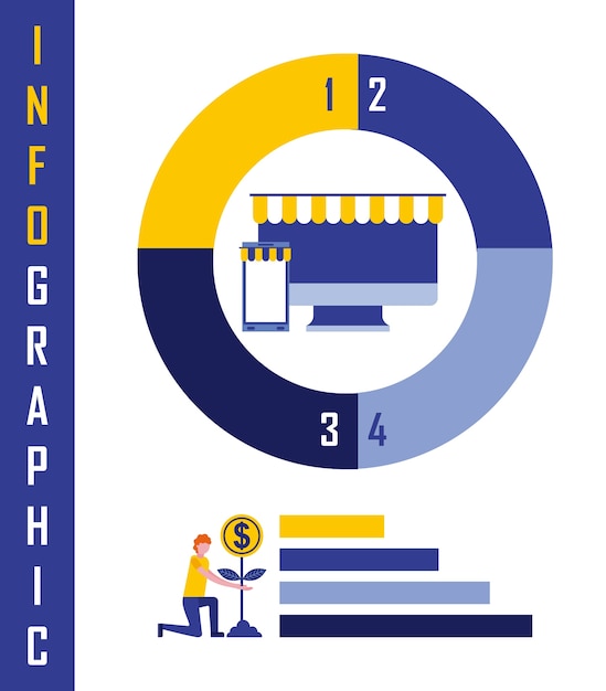 Uomo Daffari Pianta Moneta Online Infografica Grafico A