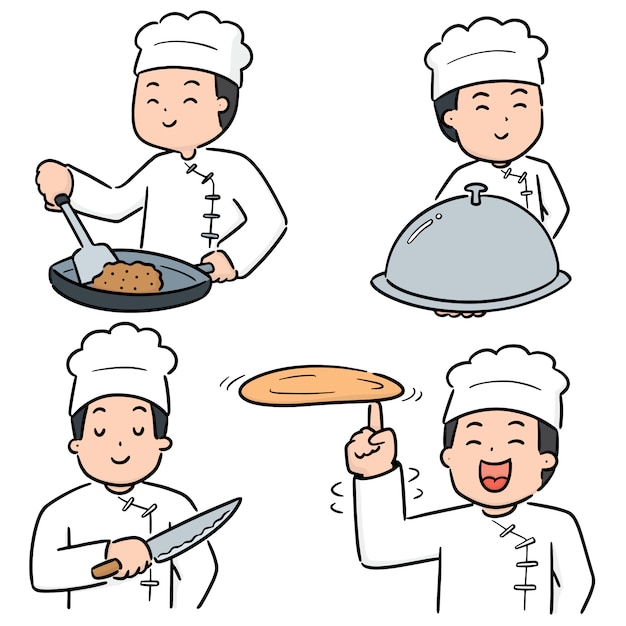 Vector set di chef Vettore Premium