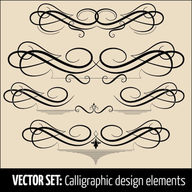 Vector set di elementi di design calligrafico e decorazione pagina. eleganti elementi per il tuo design. Vettore gratuito