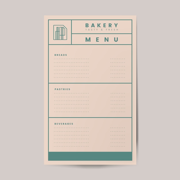 Vettore del modello del menu delle pasticcerie e delle bevande Vettore gratuito