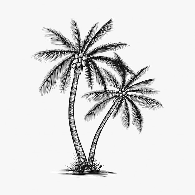 Vettore di albero di cocco disegnato a mano Vettore Premium
