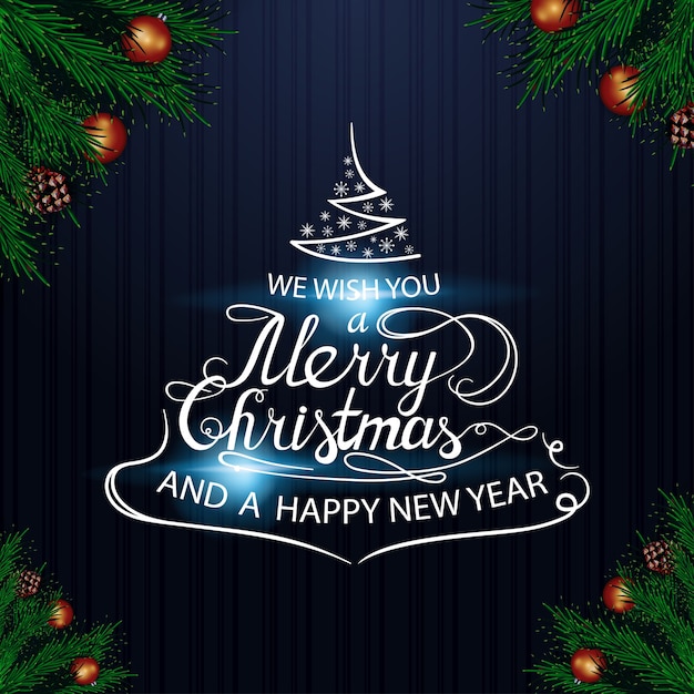 Vi Auguriamo Buon Natale E Felice Anno Nuovo.Vi Auguriamo Un Buon Natale E Un Felice Anno Nuovo Lettering Vettore Premium