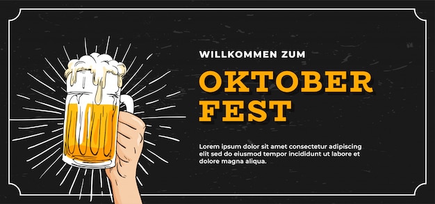 Willkommen zum oktoberfest poster design modello di banner Vettore Premium