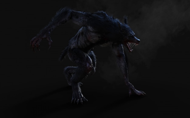 Panorama assistent Valkuilen 3d illustratie van een weerwolf op donkere achtergrond met het knippen van  weg. | Premium Foto