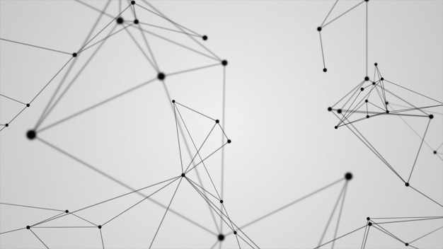 Abstracte futuristische zwarte de lijn witte achtergrond van de moleculestructuur Premium Foto