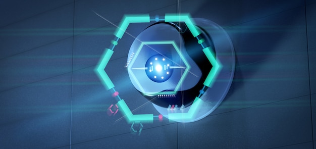 Beveiliging camera gericht op een gedetecteerde inbraak - 3d-rendering Premium Foto