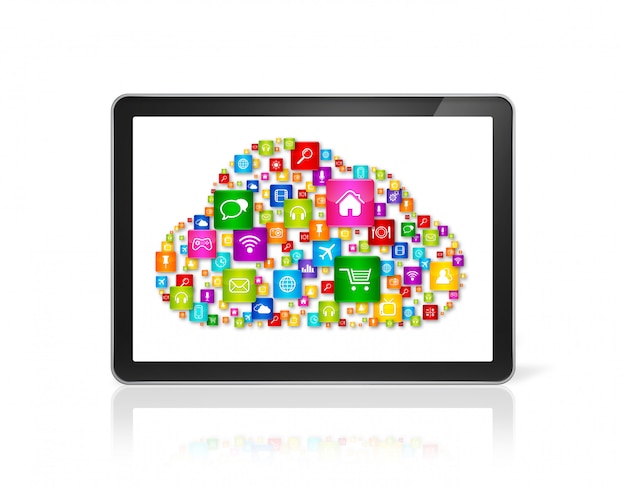 Cloud computing symbool in tablet pc-computer Premium Foto
