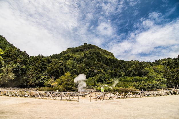 Fumarolas da lagoa das furnas, warmwaterbronnen, eiland sao miguel