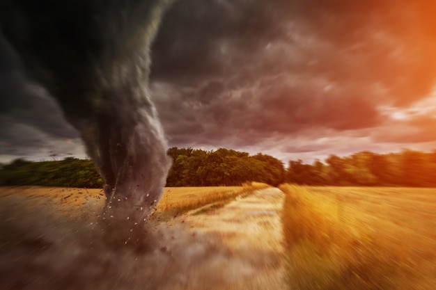 Grote tornado-ramp op een weg Premium Foto