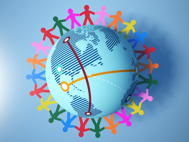 Illustratie van teamwork pictogram mensen over de hele