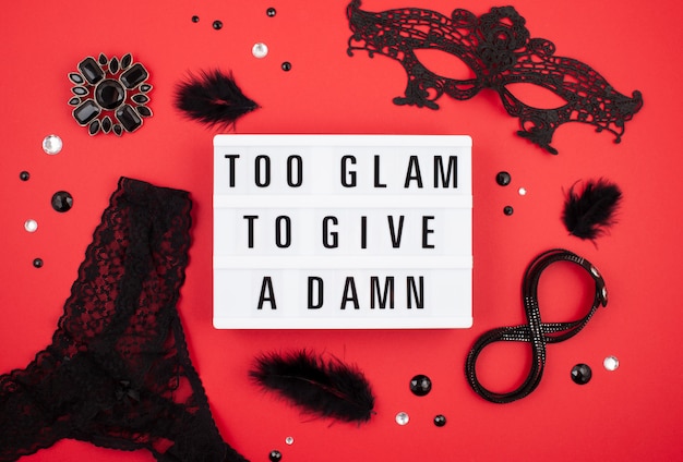 Lightbox met zin too glam to a verdomd Premium Foto
