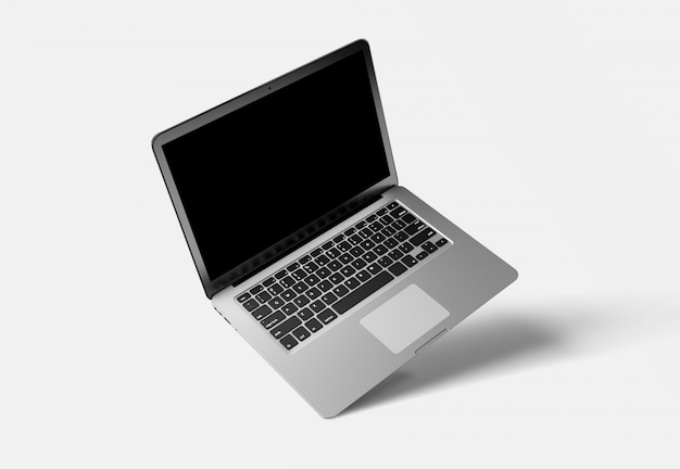 Mock up van een computer geïsoleerd op een achtergrond met schaduw Premium Foto