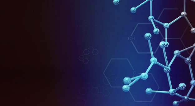 Molecule 3d-rendering voor wetenschappelijke inhoud. Premium Foto