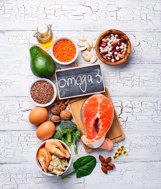 Productenbronnen van omega-3-zuren Premium Foto