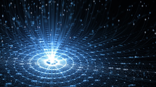 Technologie kunstmatige intelligentie (ai) en internet of things iot-netwerkanimatie Premium Foto