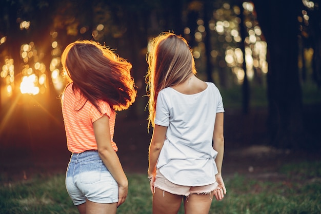 Twee Mooie Meisjes In Een De Zomerpark Gratis Foto