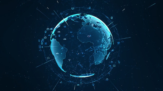 Wereldwijd netwerkconcept. iot (internet of things). Premium Foto