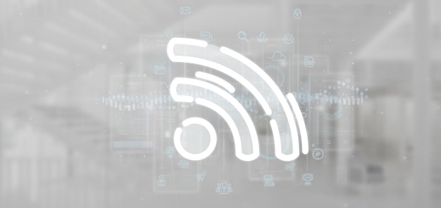 Wifi-pictogram met overal gegevens Premium Foto