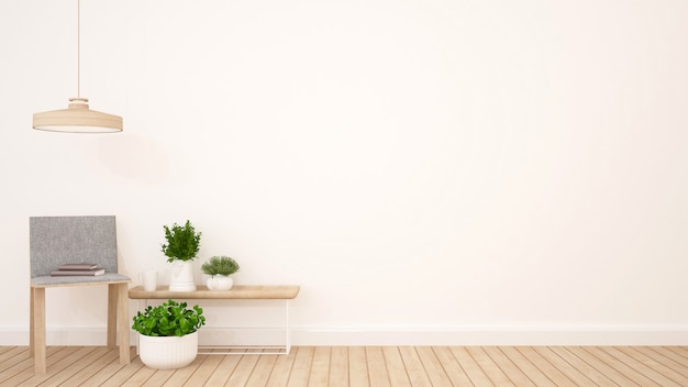 Woongedeelte in appartement of coffeeshop - 3d-rendering Premium Foto