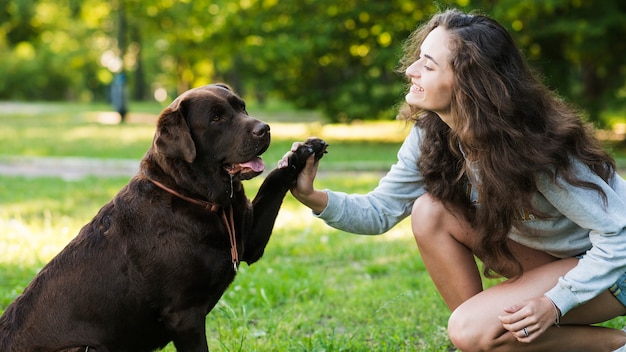 Sletterig Meesteres Neukt Met Haar Huisdier Hond In De Natuur Vogels