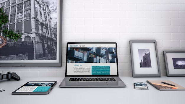 Werkruimtemodel met computer Gratis Psd Werkruimtemodel met computer Gratis Psd