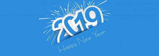 2019 happy new year kleurrijke viering banner Gratis Vector