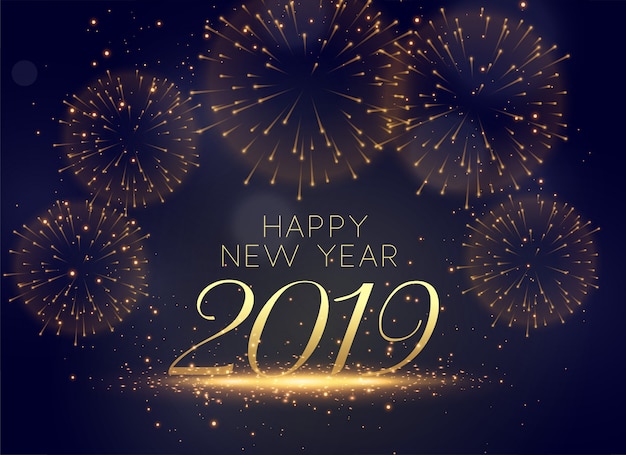 2019 viering vuurwerk mooie achtergrond Gratis Vector