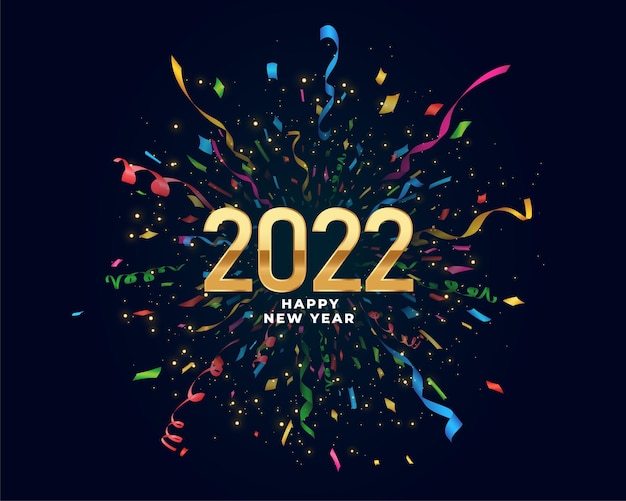 2022 Gelukkig Nieuwjaar Confetti Burst Viering Partij Flyer Achtergrond