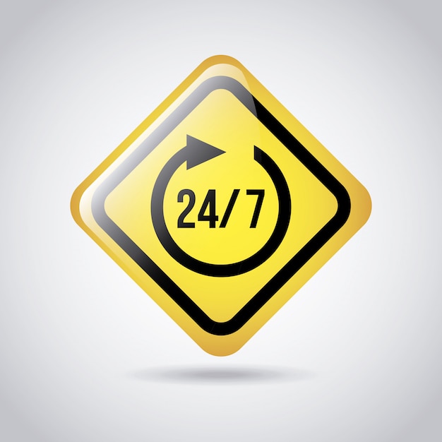 24-7 signaal over grijze achtergrond vectorillustratie Premium Vector