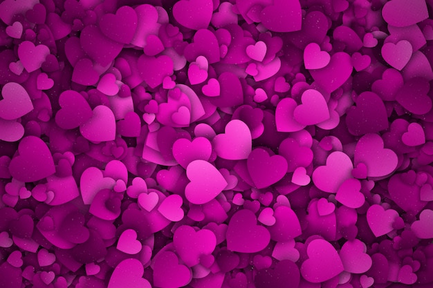 3d harten roze abstracte achtergrond Premium Vector