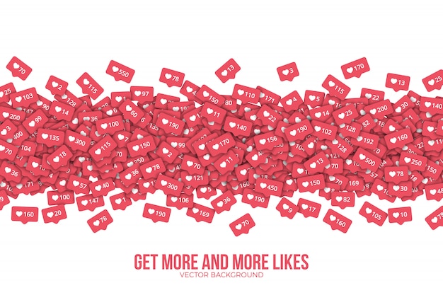 3d-vector instagram zoals teller pictogrammen Premium Vector