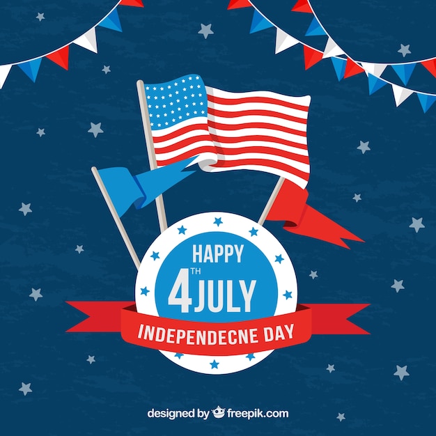 4 juli achtergrond met amerikaanse elementen Gratis Vector