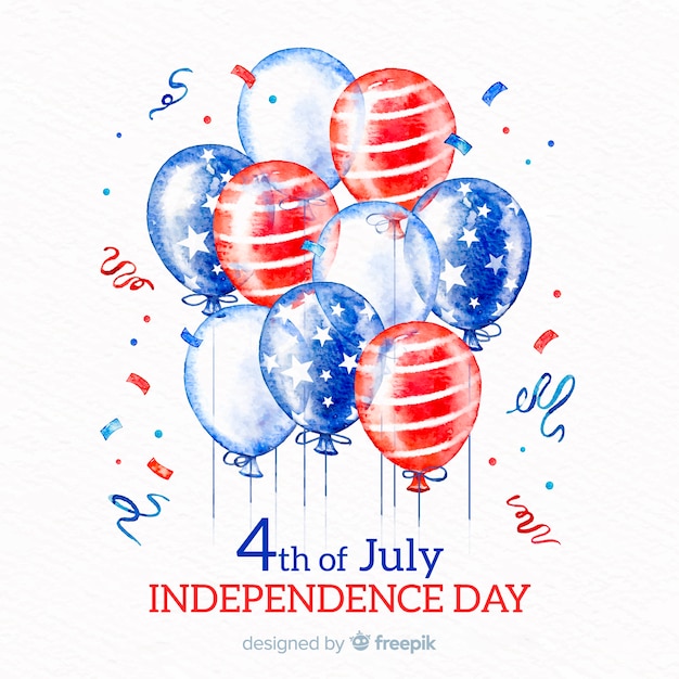 4 juli - onafhankelijkheidsdag achtergrond met ballonnen Gratis Vector
