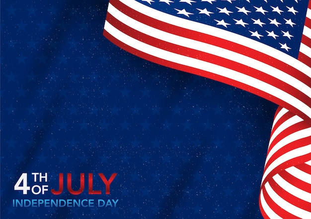 4 juli-onafhankelijkheidsdag met amerikaanse vlag Premium Vector