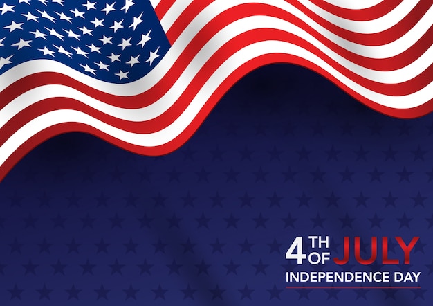 4 juli-onafhankelijkheidsdag met amerikaanse vlag Premium Vector