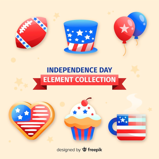4 juli - verzameling van onafhankelijkheidsdagelementen Gratis Vector