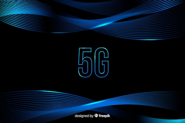 5g concept achtergrond met gradiënt gebogen lijnen Gratis Vector