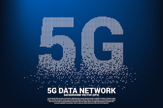 5g mobiele netwerken vanaf kleine vierkante pixels Premium Vector