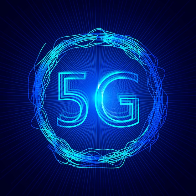 5g-technologieachtergrond. digitale gegevensachtergrond. nieuwe generatie mobiele netwerken. Premium Vector
