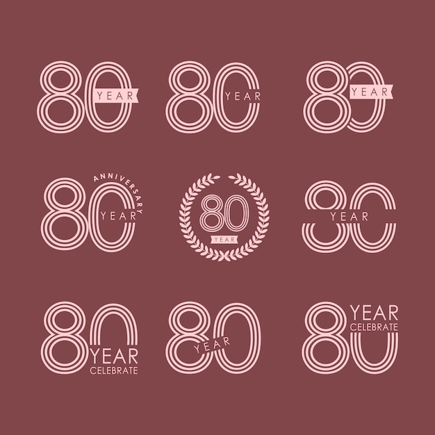 Beste 80 jaar verjaardag vector sjabloon ontwerp illustratie | Premium KJ-18