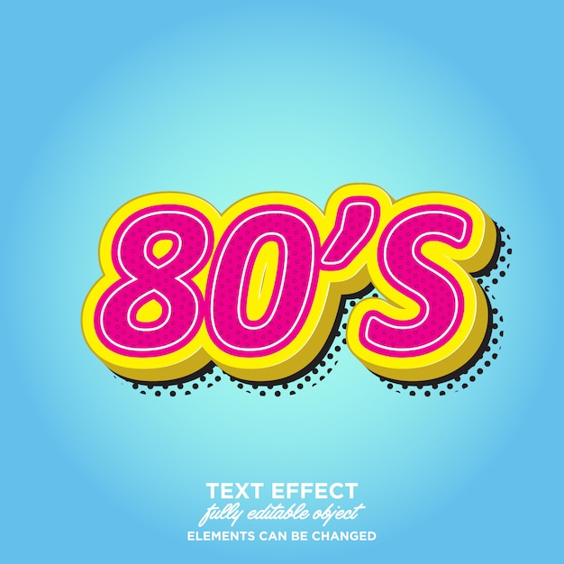 80's 3d-stijl teksteffecten Premium Vector
