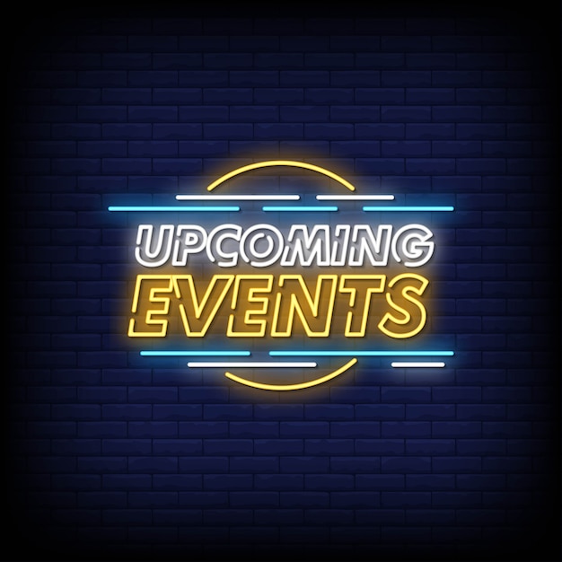 Aankomende Evenementen Neon Signs Style Text Premium Vector