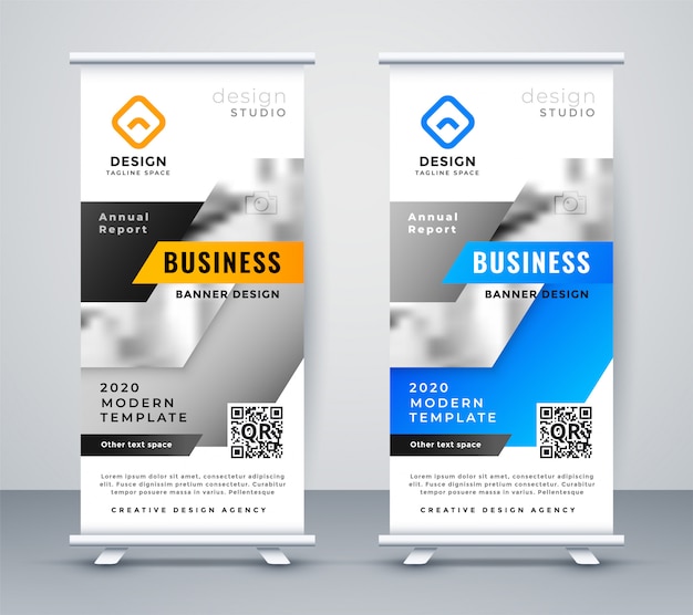 Abstract bedrijfsrollup bannerontwerp Gratis Vector