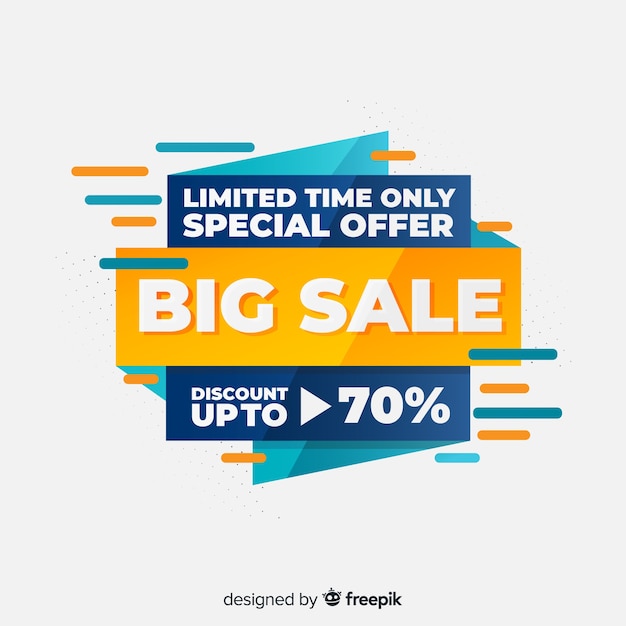 Abstract kleurrijk verkoop banner platte ontwerp Gratis Vector