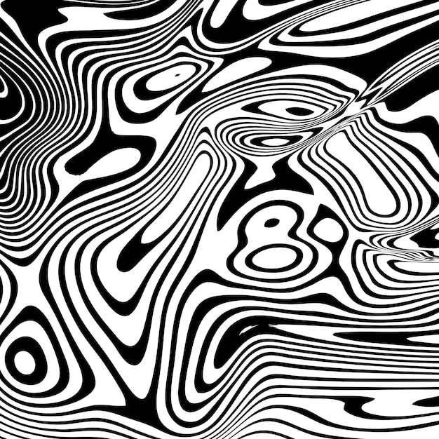 Abstract kromgetrokken lijnenontwerp Gratis Vector