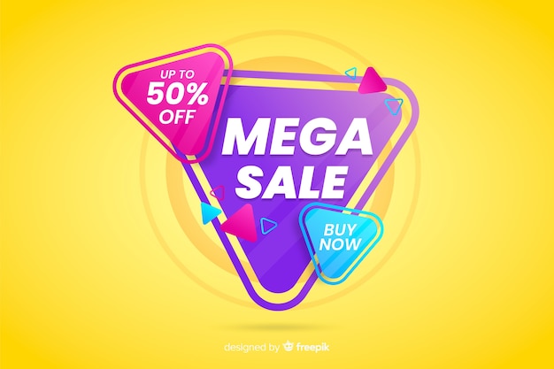 Abstract mega-omzet achtergrond plat ontwerp Gratis Vector