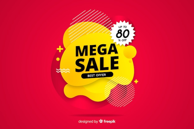 Abstract mega-omzet achtergrond plat ontwerp Gratis Vector
